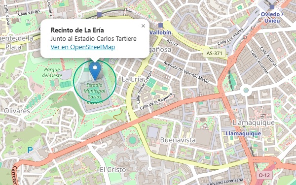 Mapa del Recinto de La Ería en Oviedo